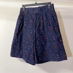 Palmettos Vintage Floral High Waist Corduroy Shorts